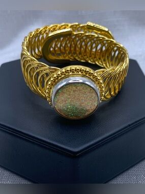GLITTER - Easiest On/Off Bracelet EVER! Gold Snap Button Bracelet with Charm